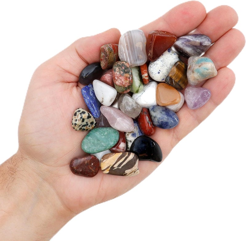 Dancing Bear 2 Pounds Tumbled Polished Natural Gem Stones + 24 Page Rock & Mineral Book. Average Stone Size ¾ inch. Choose 1 or 2 pounds Brand - Image 1